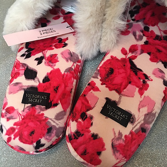 🌹NEW VICTORIA’S SECRET FLORAL SATIN SLIPPERS - Picture 5 of 8